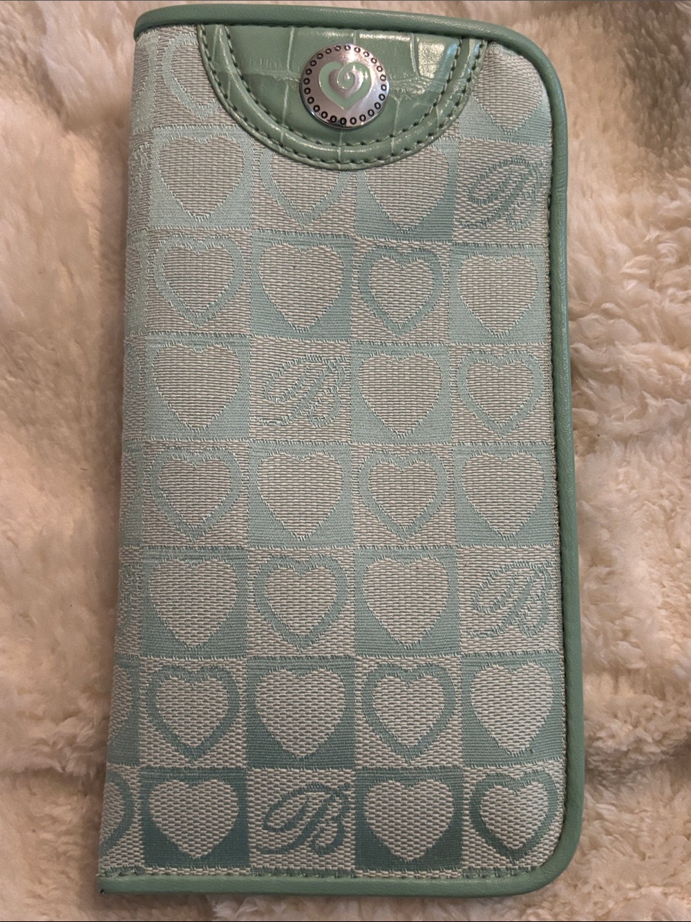 Brighton Mint Heart-Pattern Zip Sunglasses Pouch